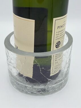 Vintage Blenko Clear Crackle Glass Wine Bottle Coaster Mid Century